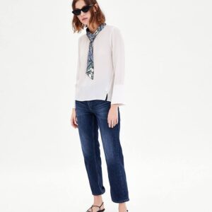 Shirt with printed tied bow detail